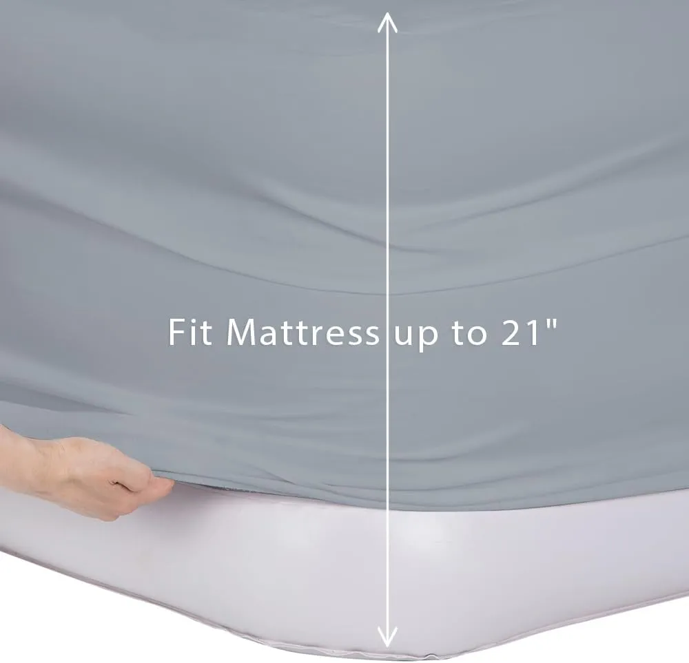 Bedecor Air Bed Sheets for Mattress Cover Removable Bed and Elastic Band Super Soft and Breathable & Deep up to 21" Light Gray Twin
