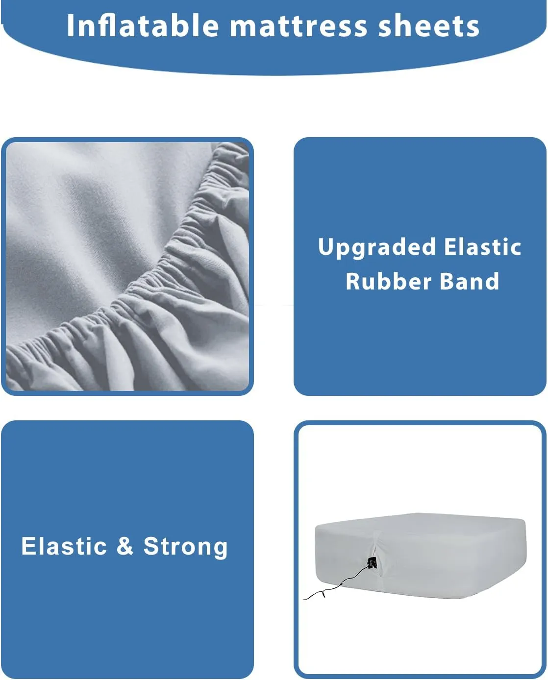 Bedecor Air Bed Sheets for Mattress Cover Removable Bed and Elastic Band Super Soft and Breathable & Deep up to 21" Light Gray Twin