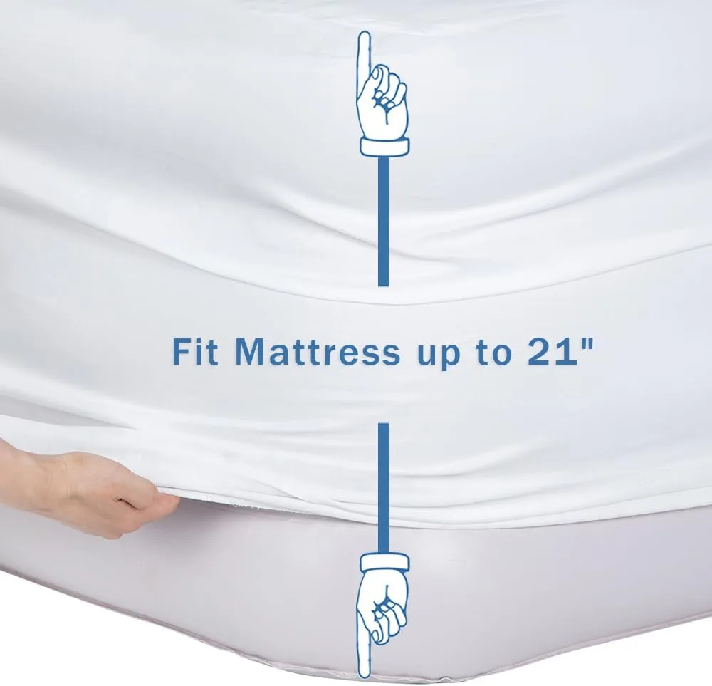 Bedecor Fitted Sheet for Air Mattress Inflate Without Disassembly Convenient & Firm Deep up to 21" White -Twin