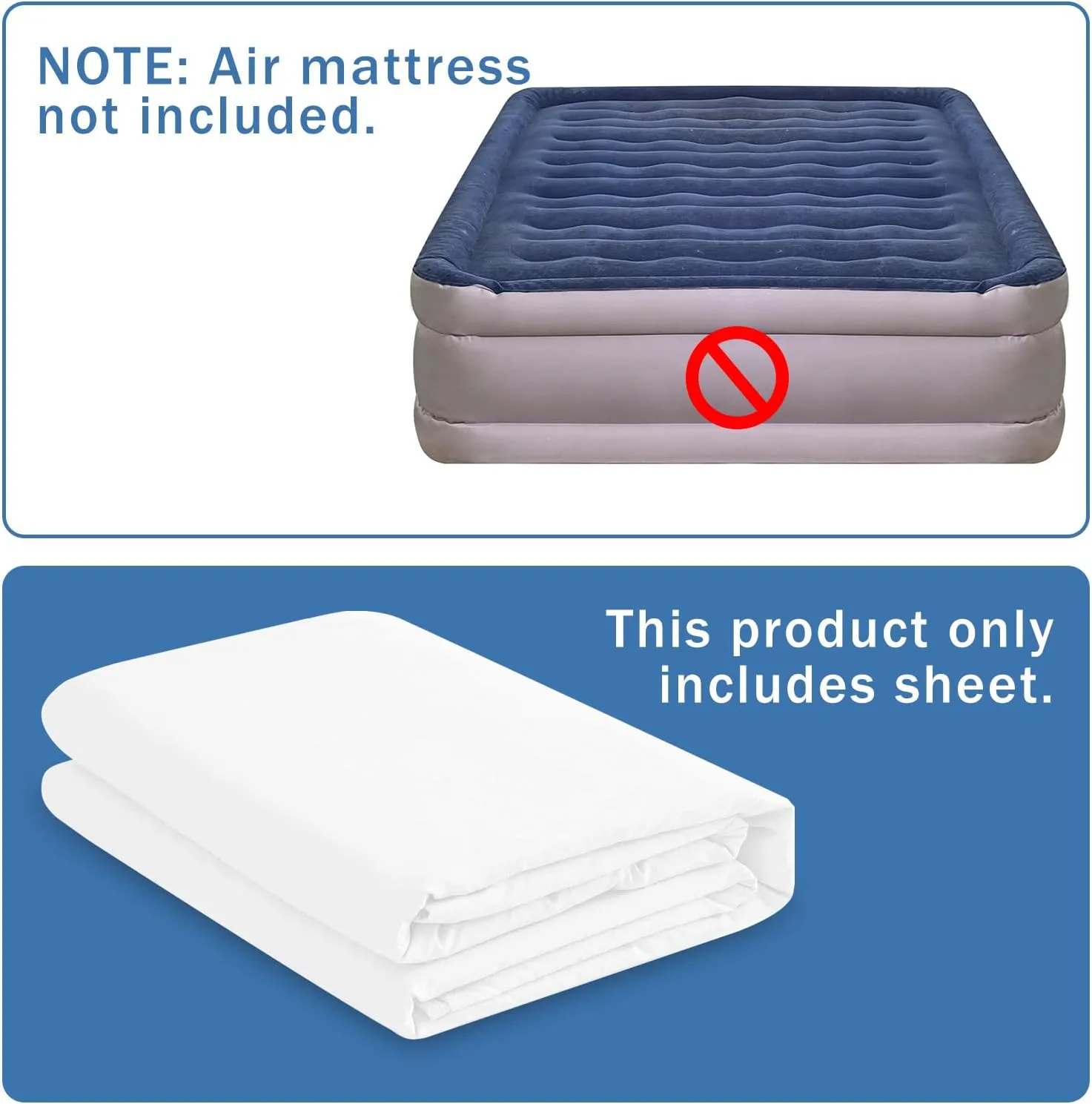 Bedecor Fitted Sheet for Air Mattress Inflate Without Disassembly Convenient & Firm Deep up to 21" White -Twin