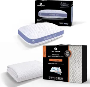 Bedgear Balance Performance Pillow 3.0 & Queen Dri-Tec Mattress Protector Bundle – Moisture-Wicking, Breathable, Medium-Firm Pillow with Washable Cover and Waterproof Mattress Protector