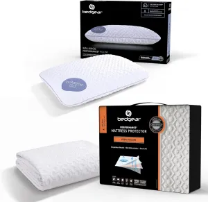 Bedgear Balance Pillow 0.0   Dri-Tec Mattress Protector Bundle – Moisture-Wicking Comfort & Waterproof Protection for Dry, Cool Sleep – Hypoallergenic, Washable, and Breathable