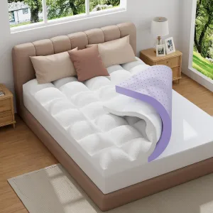 Bedluxury Dual Layer 3 Inch Memory Foam Mattress Topper Queen Size，2 Inch Gel Memory Foam and 1 Inch Cooling Pillow Top Mattress Pad Cover for Back Pain，Comfort Support & Pressure Relief