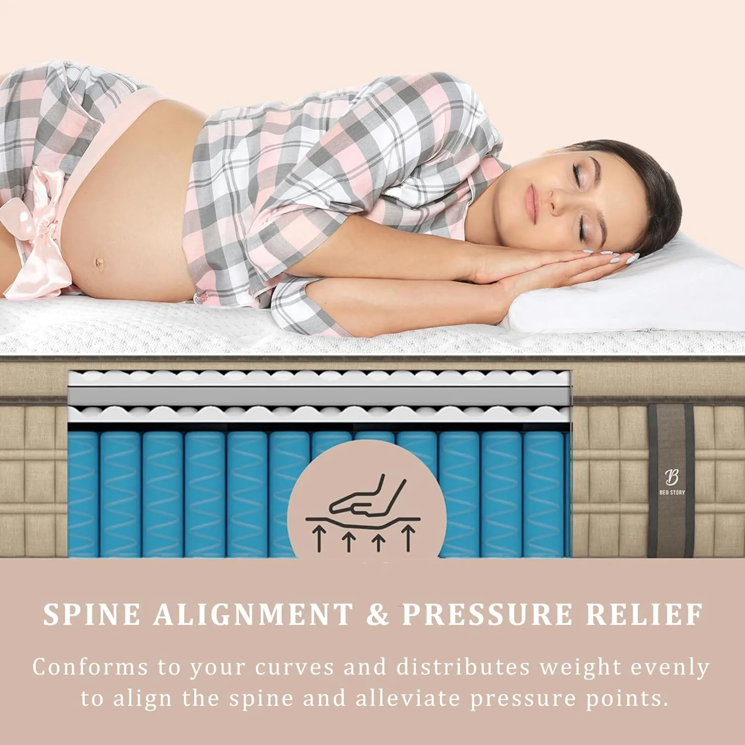 BedStory Firm Queen Mattress 12 inch - Pain-Relieving Hybrid Mattress for Extra Lumbar & Hip Support - 365-Night Trial - Motion-Isolation Bed in a Box - Fiberglass-Free, CertiPUR-US Certified