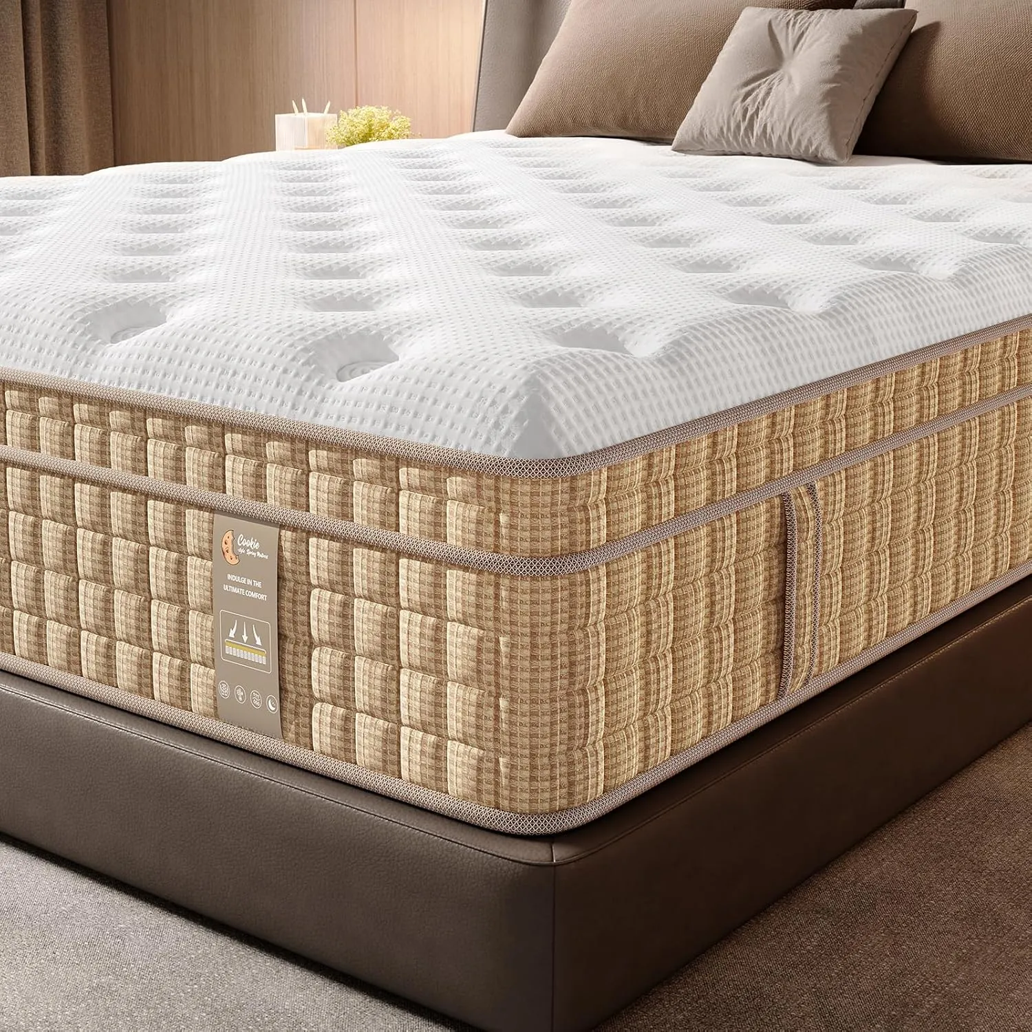 BedStory King Mattress 14 Inch Hybrid Plush Mattresses Gel Memory Foam & Pocket Spring Bed for Back Pain Relief, Fiberglass-Free, CertiPUR-US