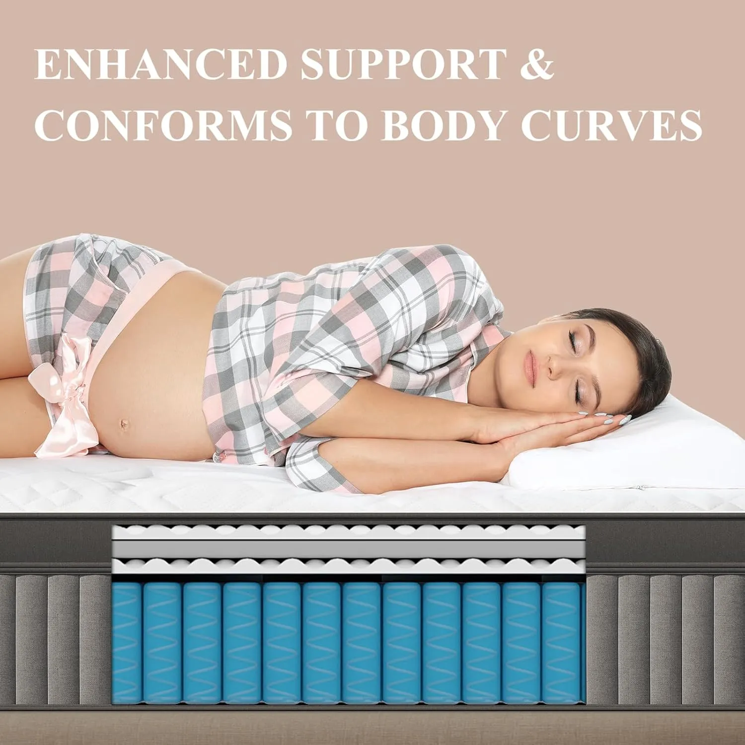 BedStory Plush King Mattress 14 Inch - Deep Sleep Hybrid Mattresses Pain Relief - 7-Zone Contouring Soft Bed in a Box, Extra Lumbar Support - 365-Night Trial, Fiberglass-Free, CertiPUR-US Certified