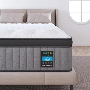 BedStory Plush King Mattress 14 Inch - Deep Sleep Hybrid Mattresses Pain Relief - 7-Zone Contouring Soft Bed in a Box, Extra Lumbar Support - 365-Night Trial, Fiberglass-Free, CertiPUR-US Certified