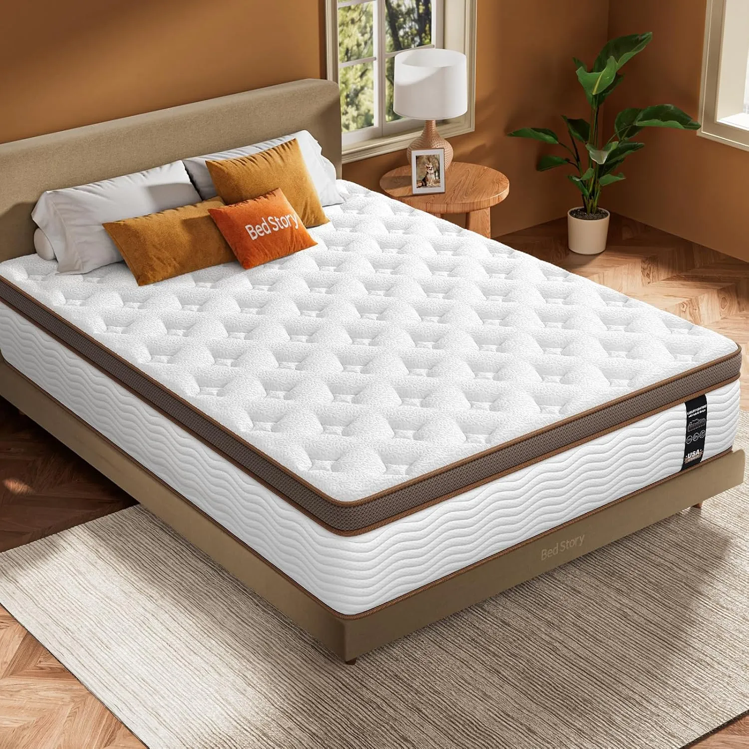 BedStory Premium Queen Mattress 14 Inch - Hybrid Mattress with Advanced Pocket Spring Technology - Optimal Spinal Support - Pain Relief and Motion Isolation, CertiPUR-US Certified
