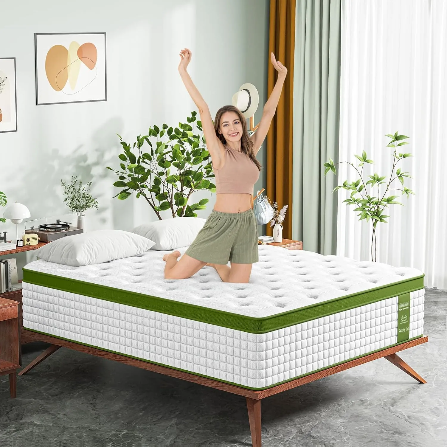 BedStory Queen Mattress, 14 Inch Hybrid Mattresses Queen Size in a Box with Gel Memory Foam and Pocket Springs, Medium Firm Mattress, Pressure Relief & Motion Isolation, CertiPUR-Us Certified, No Odor