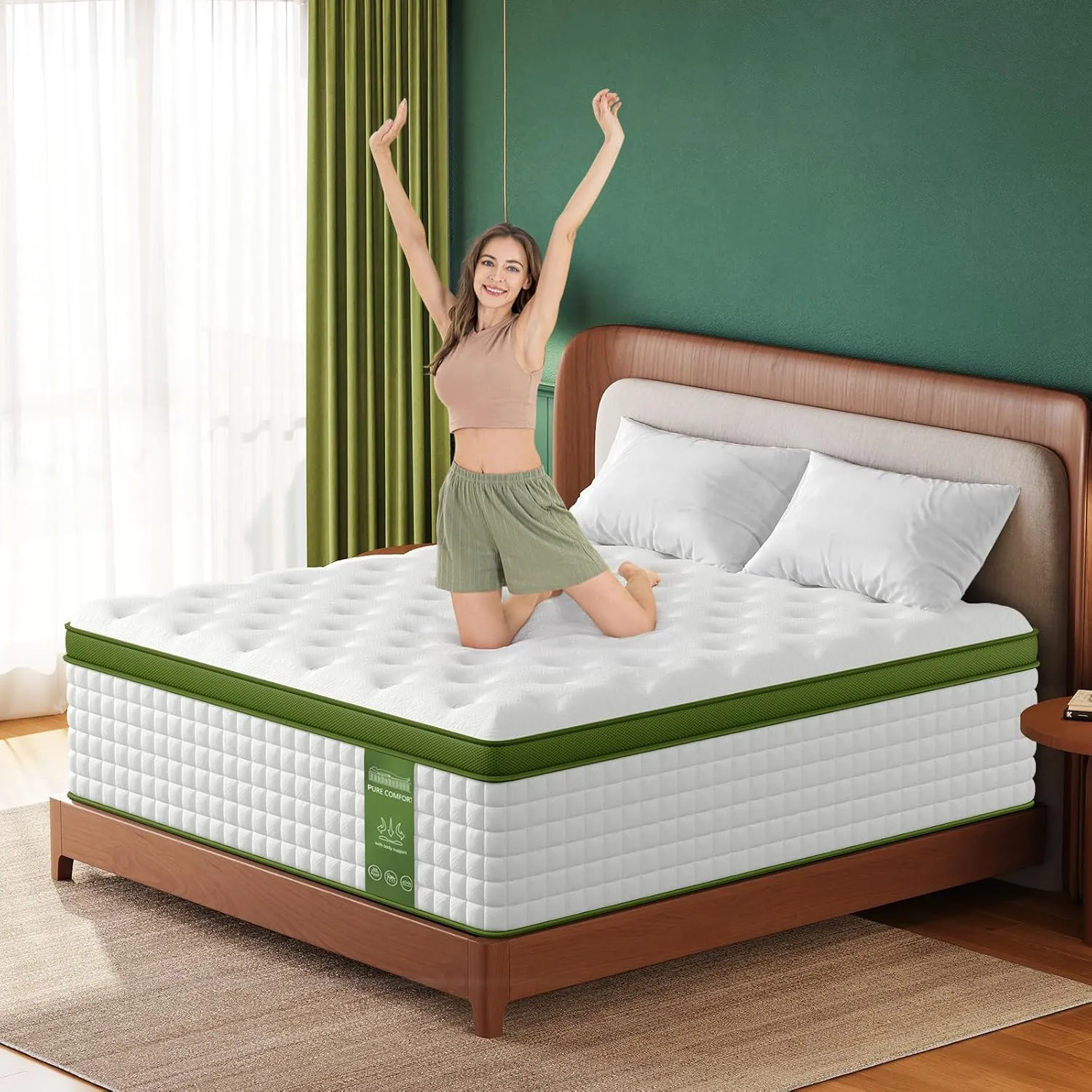 BedStory Queen Mattress for Side Sleepers & Couples,14 Inch Cooling Gel Hybrid Bed Extra Lumbar & Shoulder Support CertiPUR-US with 760  Pocket Springs, Pain Relief Fiberglass-Free