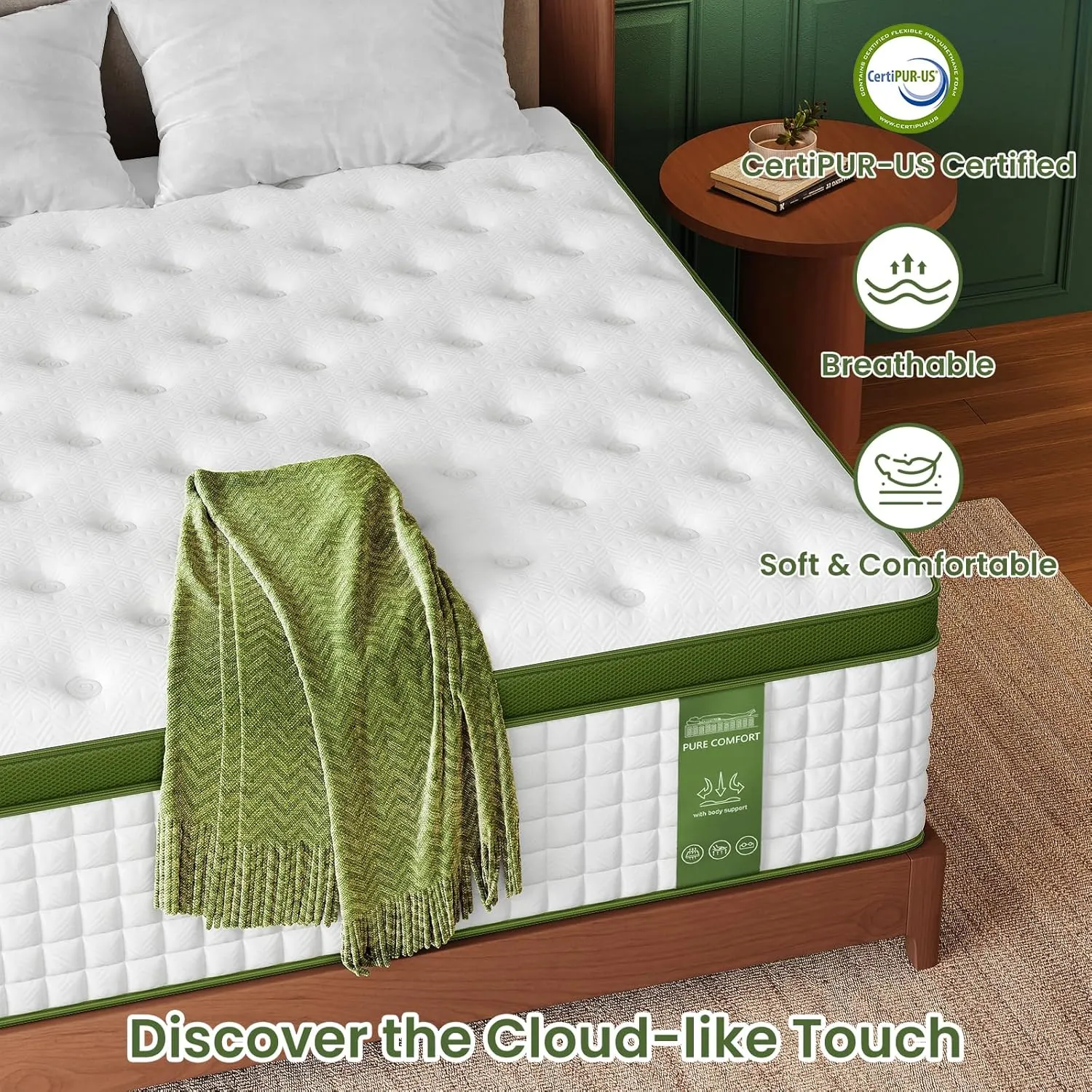 BedStory Queen Mattress for Side Sleepers & Couples,14 Inch Cooling Gel Hybrid Bed Extra Lumbar & Shoulder Support CertiPUR-US with 760  Pocket Springs, Pain Relief Fiberglass-Free