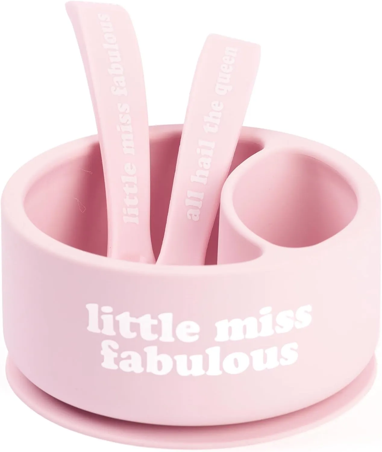 Bella Tunno Bowl and Spoon Baby Feeding Set – Suction Bowl and Baby Spoon for Toddlers and Kids, Baby Led Weaning Spoons and Bowls with Non-Toxic, BPA Free Silicone, Little Fabulous/Hail The Queen