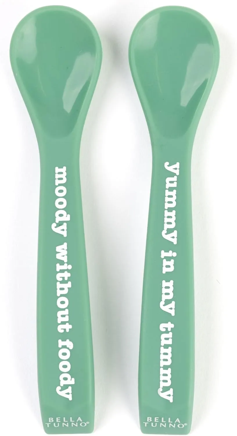Bella Tunno Bowl and Spoon Baby Feeding Set – Suction Bowl and Baby Spoon for Toddlers and Kids, Baby Led Weaning Spoons and Bowls with Non-Toxic, BPA Free Silicone, Yummy Tummy/Moody