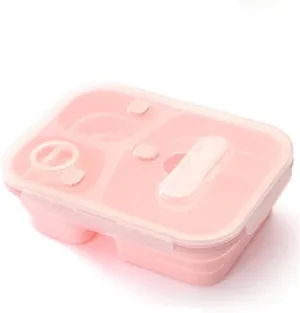 Bento Boxes Collapsible Lunch Box Grid Collapsible Lunch Box Large Capacity Bowl for Outdoor Picnic Camping (Color : Pink)
