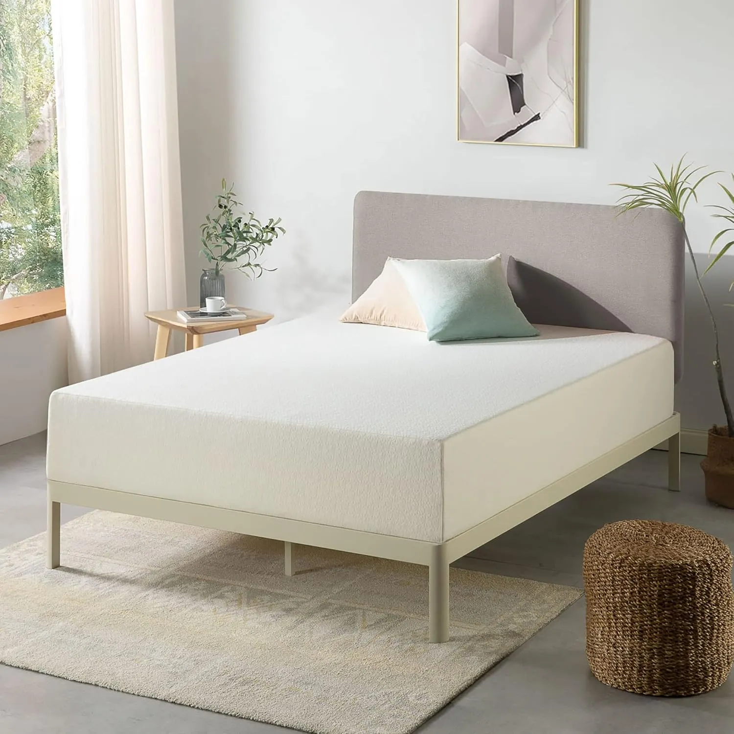 Best Price Mattress 12 Inch Queen Mattress Bed-In-A-Box, Green Tea Memory Foam, White
