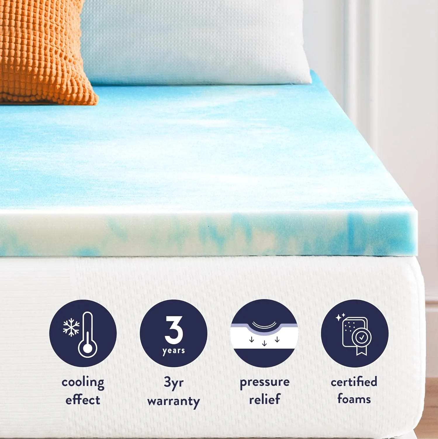Best Price Mattress 2 Inch Swirl Gel AeroBreeze Cooling Air Flow Memory Foam Mattress Topper, Full