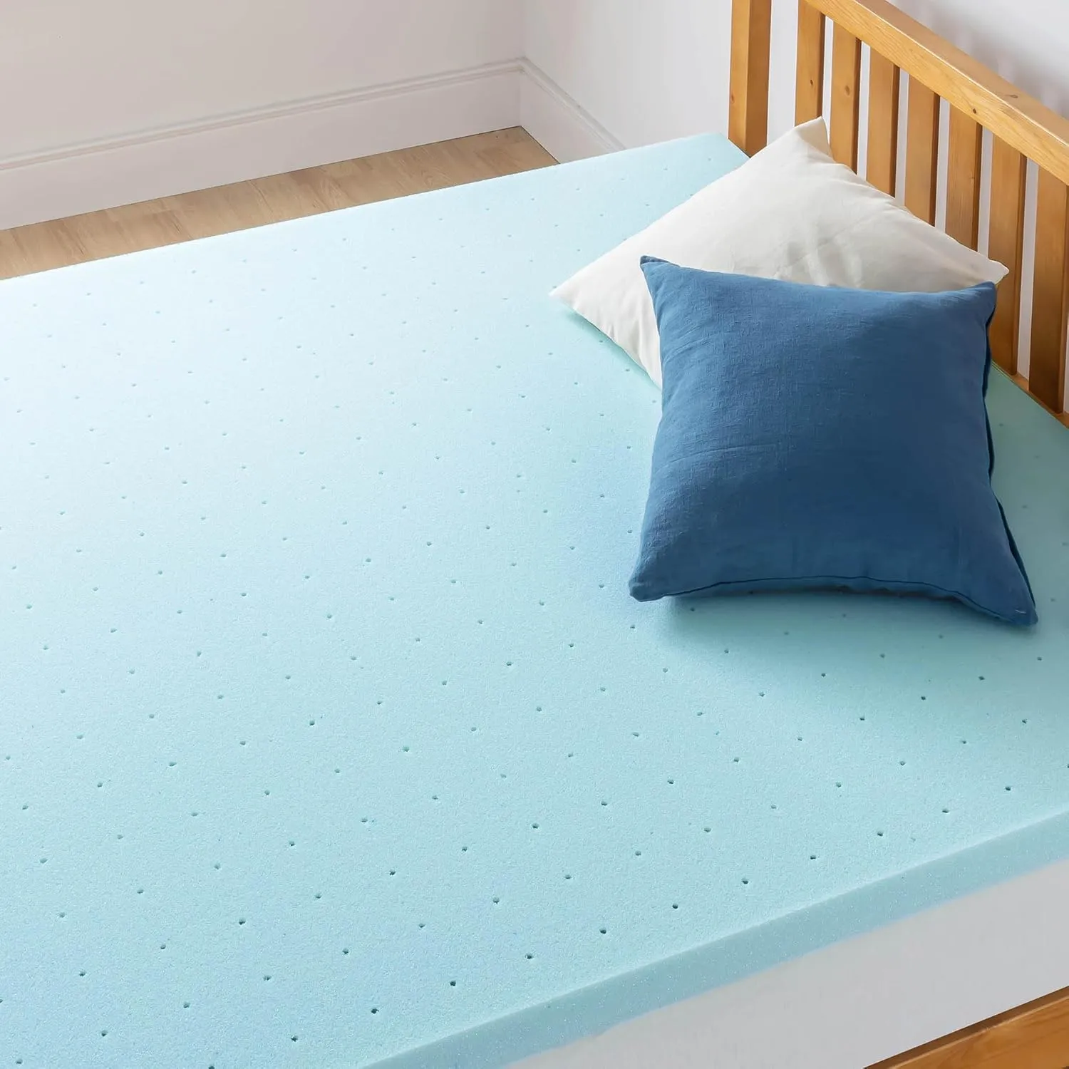 Best Price Mattress 2-inch Ventilated Gel Memory Foam Topper - Twin, Blue