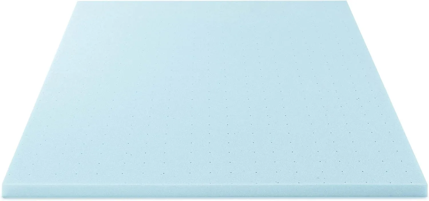 Best Price Mattress 2-inch Ventilated Gel Memory Foam Topper - Twin, Blue