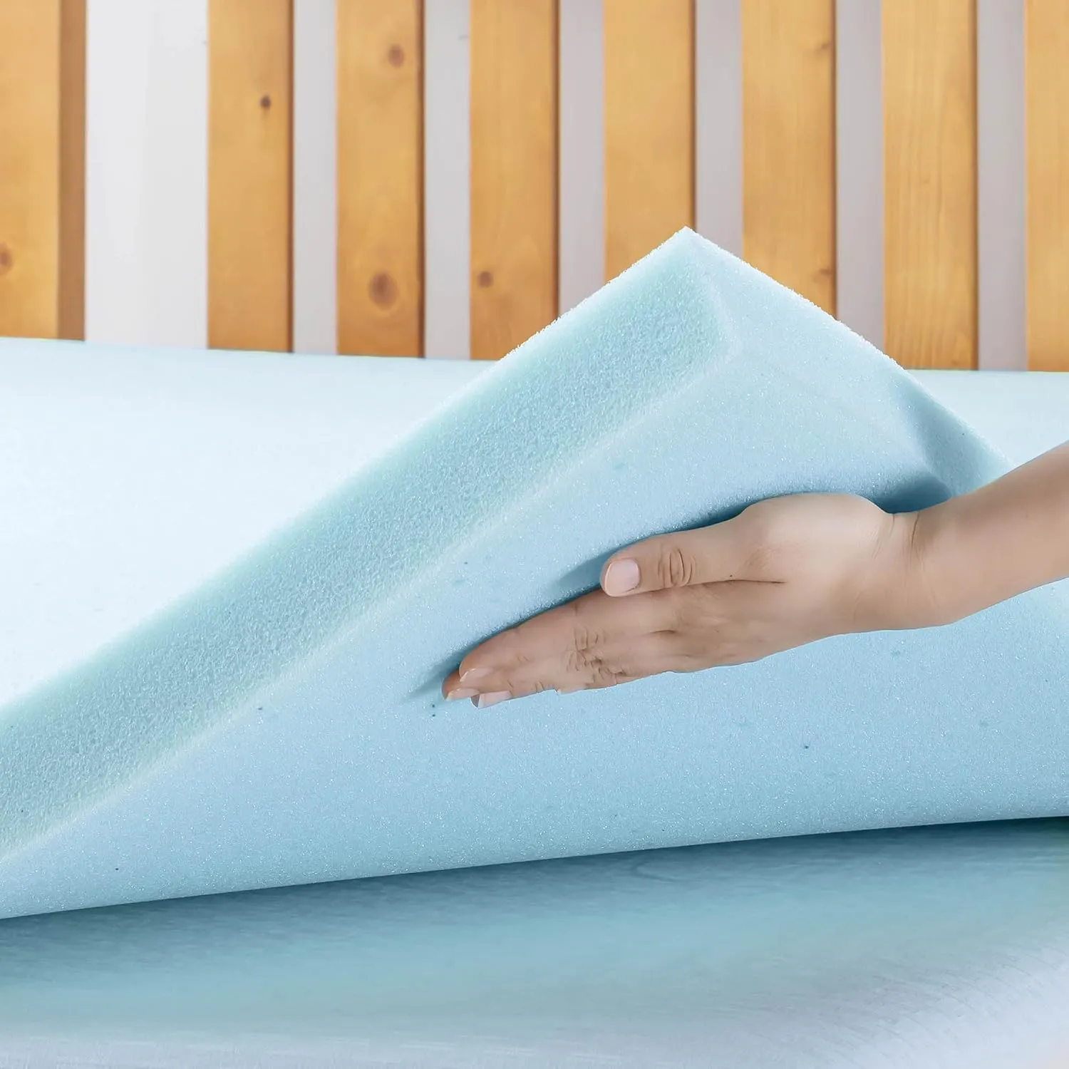 Best Price Mattress 2-inch Ventilated Gel Memory Foam Topper - Twin, Blue