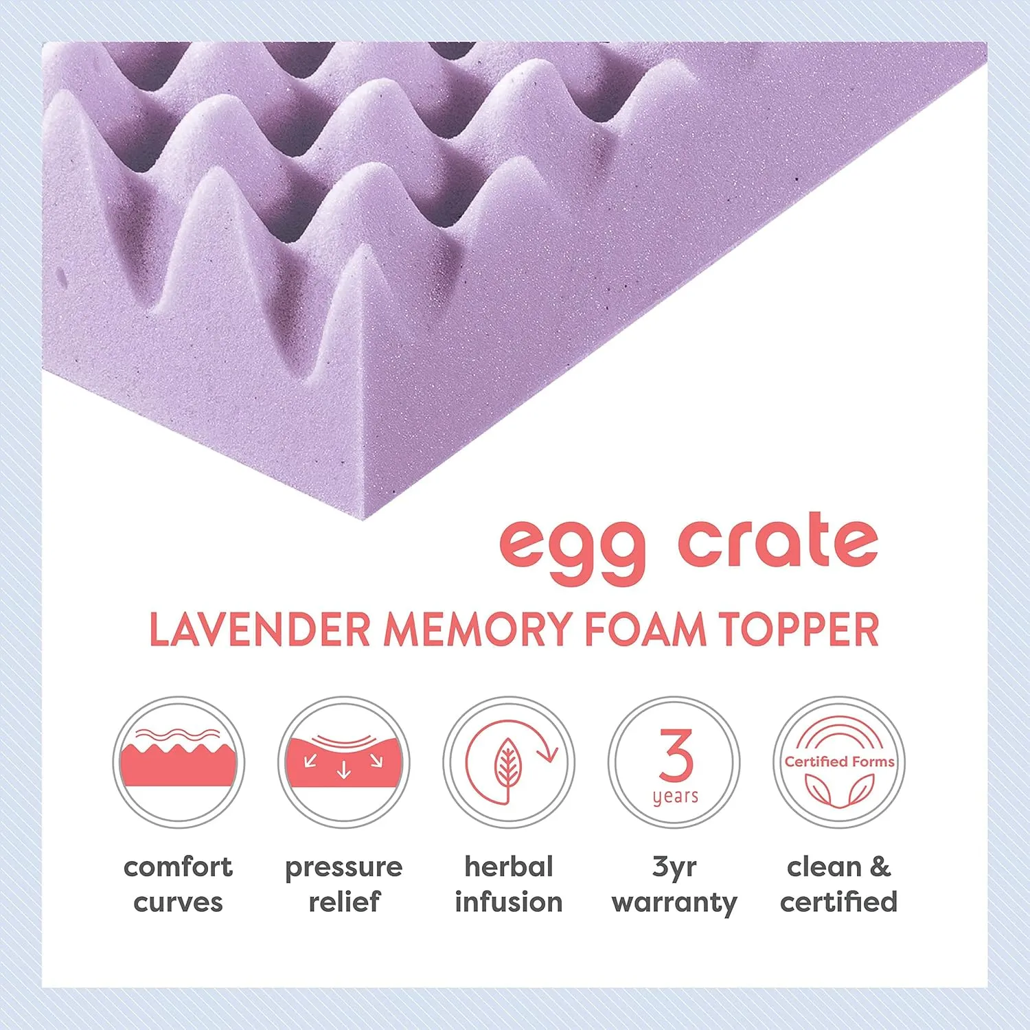Best Price Mattress 3 Inch Egg Crate Memory Foam Mattress Topper with Soothing Lavender Infusion, CertiPUR-US Certified, Twin