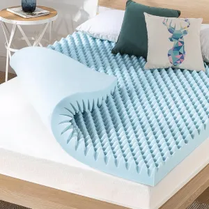 Best Price Mattress 4 Inch Egg Crate Memory Foam Mattress Topper with Cooling Gel Infusion, CertiPUR-US Certified, King, Light Blue
