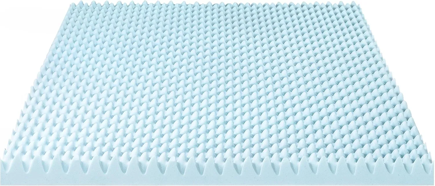 Best Price Mattress 4 Inch Egg Crate Memory Foam Mattress Topper with Cooling Gel Infusion, CertiPUR-US Certified, King, Light Blue