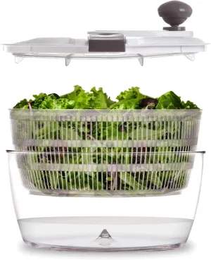 BINO | Salad Spinner - 4.2 Qt | Large Manual Lettuce Spinner with Secure Lid Lock & Built-in Draining System | Salad Spinner with Salad Bowl | Fruit & Vegetable Basket Colander | Kitchen Gadgets