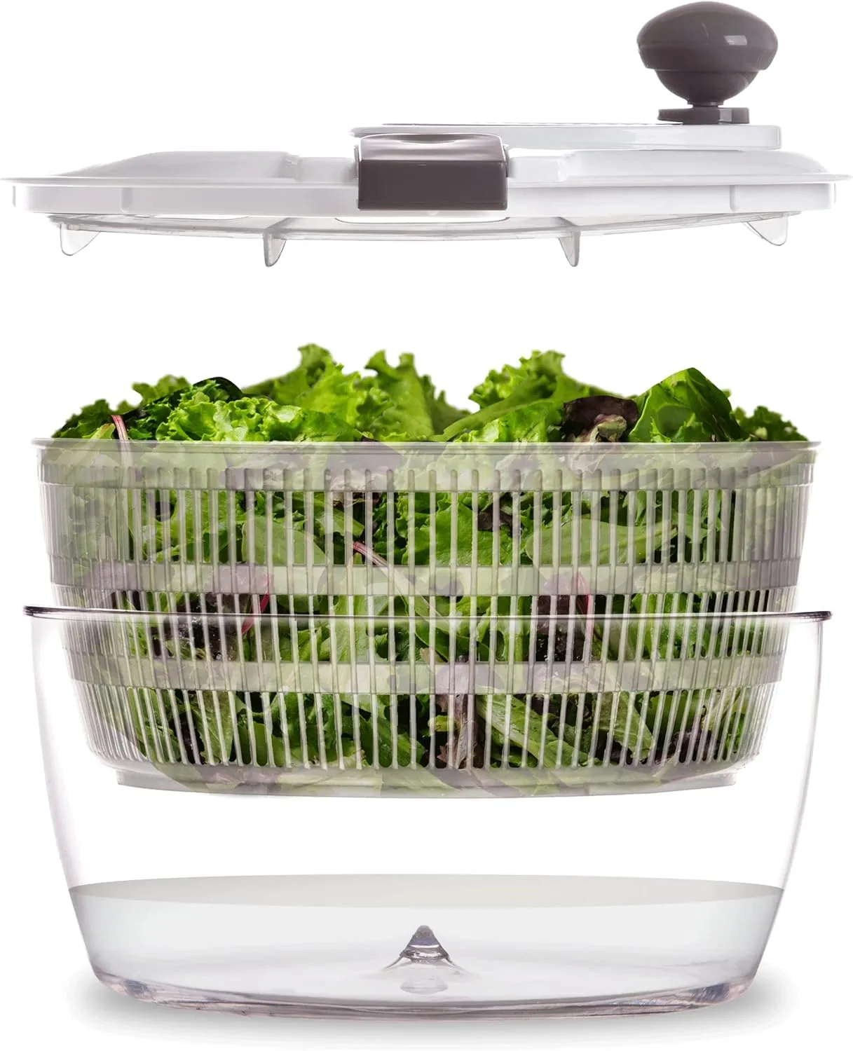 BINO | Salad Spinner - 4.2 Qt | Large Manual Lettuce Spinner with Secure Lid Lock & Built-in Draining System | Salad Spinner with Salad Bowl | Fruit & Vegetable Basket Colander | Kitchen Gadgets