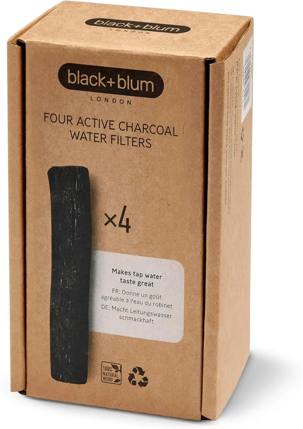 BLACK   BLUM Charcoal Water Filter Sticks | Charcoal Filter Hydration Old Japanese Tradition, Lasting 6 Months Each, Wood Black (4 Piece)