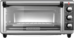 BLACK DECKER 8-Slice Extra Wide Convection Toaster Oven, Fits 9"x13" Oven Pans and 12" Pizza, Bake, Toast, Broil, and Keep Warm Functions, Countertop Compact Design with Stainless Steel Finish