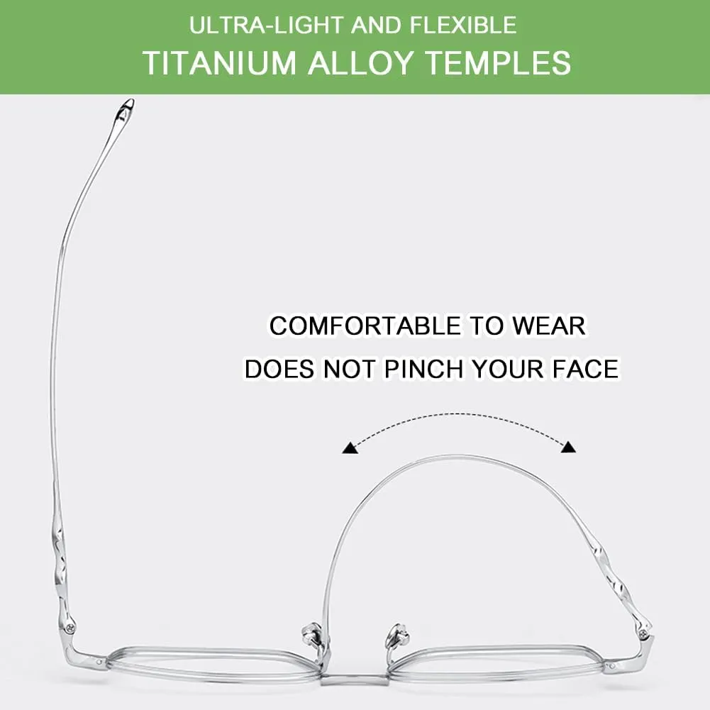 Blue Light Blocking Reading Glasses for Men Classic Gold Wire Small Square Frame Pure Titanium Computer Readers