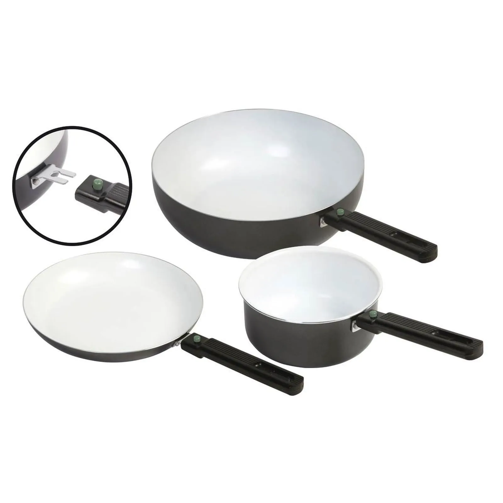 Bo-Camp Frying Pan Sprint Removable Handle Blk/White Dia 20cm