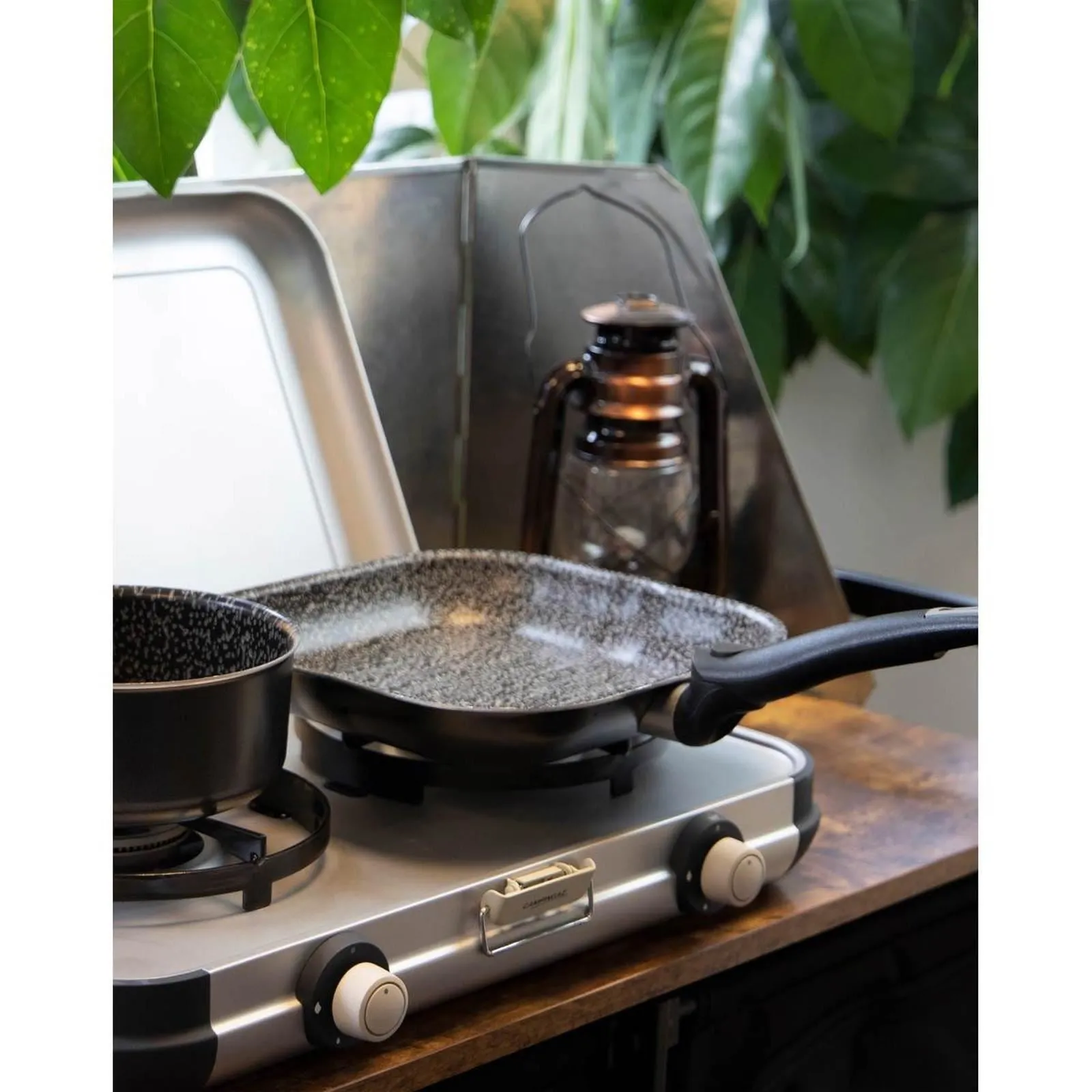 Bo-Camp Grill Pan Sprint Removable Handle Blk/White 26 x 26cm