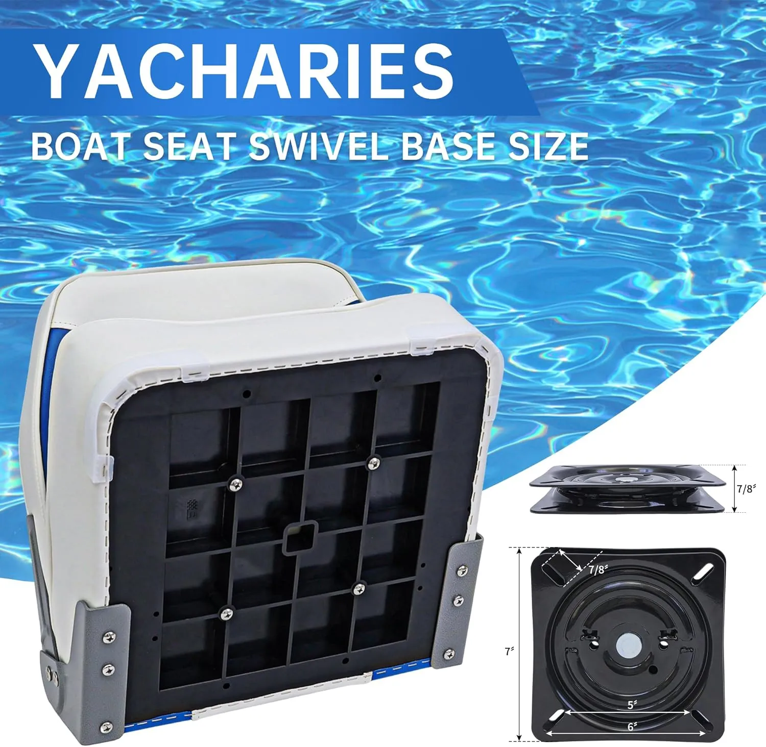 Boat Seat Swivel Mount Plate Bar Stool Swivel Plate, Accessories Quick Disconnect 7" x 7" Seat Mount with Boat Seat Swivel Heavy Duty Chair Swivel Plate,180-degree Memory Return