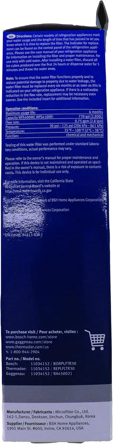 Bosch 11034152 UltraClarity Water Filter Cartridge