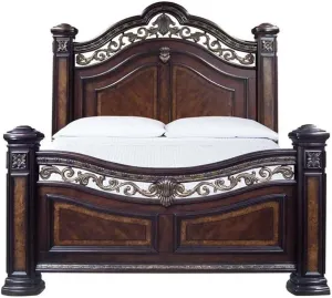 BOWERY HILL King Size Bed Bed with Headboard, Footboard, Wooden Slats in Wood, in Chocolate, No Box Spring Needed, Easy Assembly