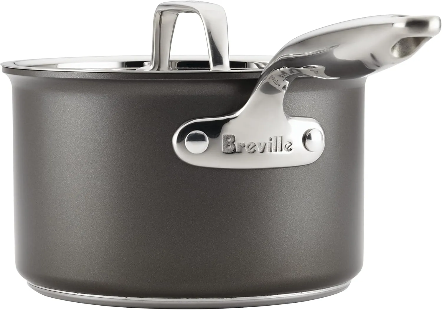 Breville - 84478 Breville Thermal Pro Hard Anodized Nonstick Sauce Pan/Saucepan with Lid, 2 Quart, Gray