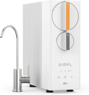 Brio SIMPL 4-Stage Tankless Reverse Osmosis System for Undersink, 600 GPD, 1.5 LPM Flow Rate, 1.5:1 Pure-to-Drain, Filters, Faucet & Installation Kit Included