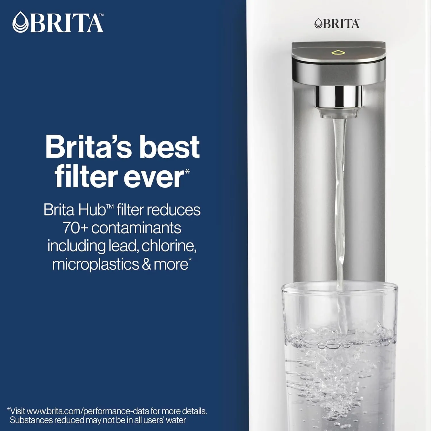 Brita Hub Compact Instant Powerful Countertop Water Filter System, Reduces 70  Contaminants, 9 Cup Water Reservoir, Includes 6 Month Carbon Block Filter, White, 87344