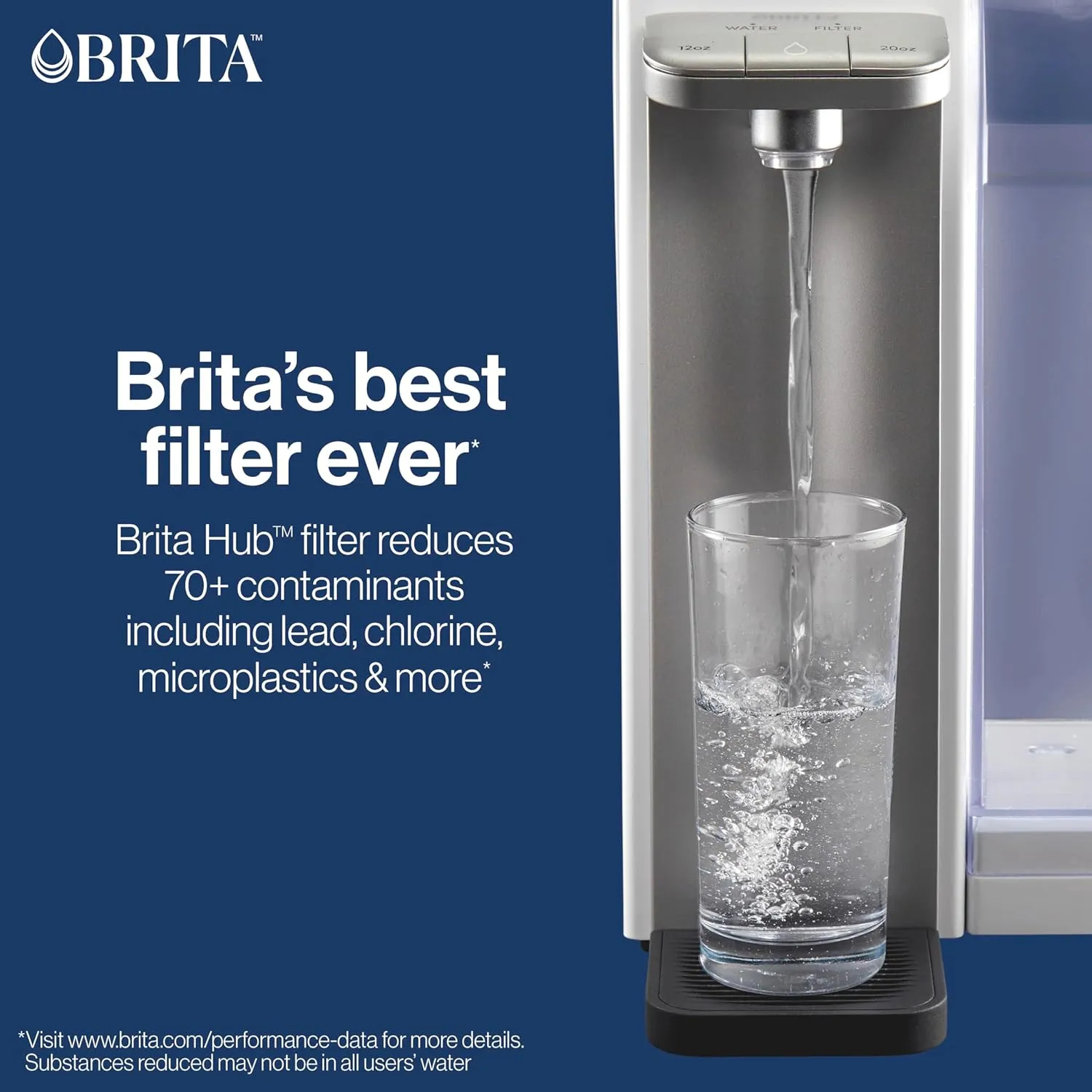 Brita Hub Instant Powerful Countertop Water Filter System, Reduces 70  Contaminants, 12 Cup Water Reservoir, Includes 6 Month Carbon Block Filter, White, 87340