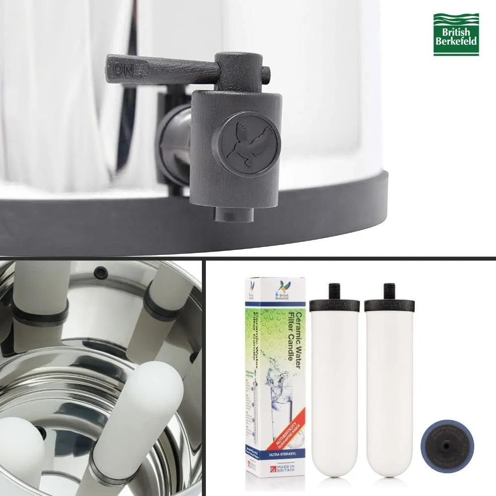 British Berkefeld Doulton 3.17 Gallon Countertop Gravity-Fed Water Filtration System with Two Ultra Sterasyl Ceramic Filter Candles