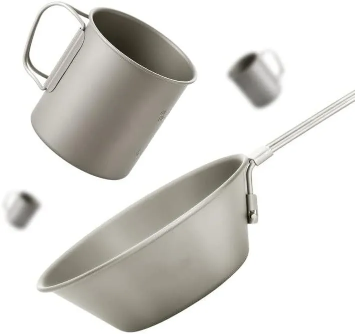 BTTSTRA Outdoor Portable Titanium Cup Collapsible Syrah Bowl Portable Tableware(450ml)
