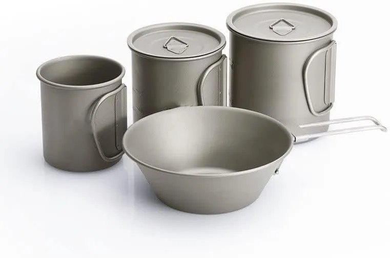 BTTSTRA Outdoor Portable Titanium Cup Collapsible Syrah Bowl Portable Tableware(450ml)
