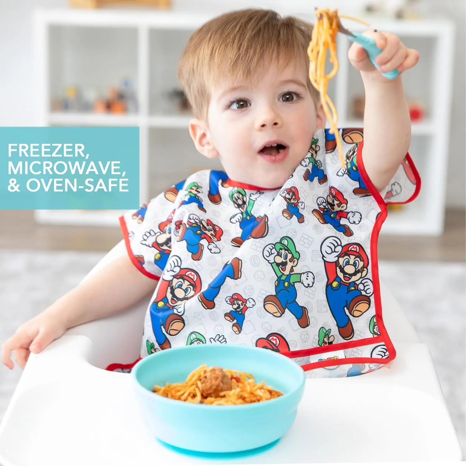 Bumkins Baby Bowl, Silicone Suction, for Babies, Toddlers and Kids, Baby Led Weaning, Feeding Essentials, Platinum Silicone, Non Skid Sticky Bottom, Supplies for Children Ages 6 Months Up, Blue