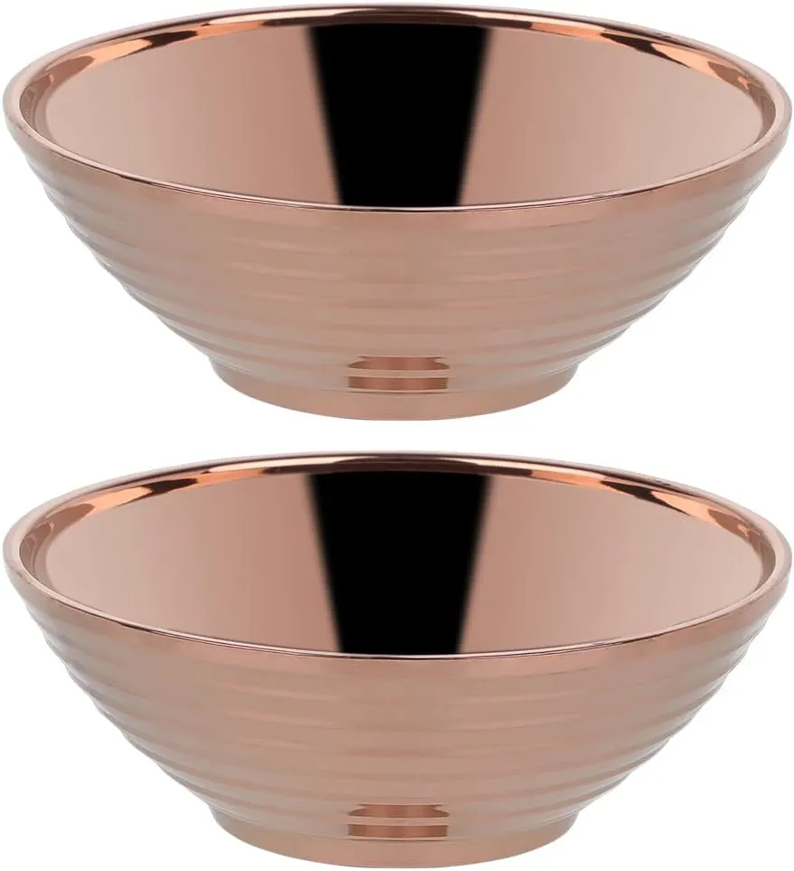 Buyer Star Rose Gold Ramen Noodle Soup Bowl,2 PCS Double Layer 18/8 Stainless Steel Bowl(8 inch)
