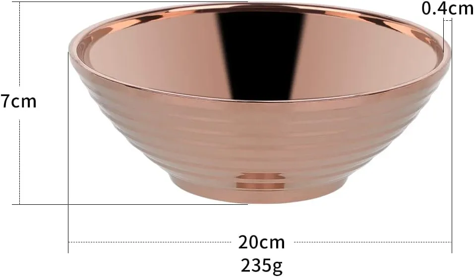 Buyer Star Rose Gold Ramen Noodle Soup Bowl,2 PCS Double Layer 18/8 Stainless Steel Bowl(8 inch)