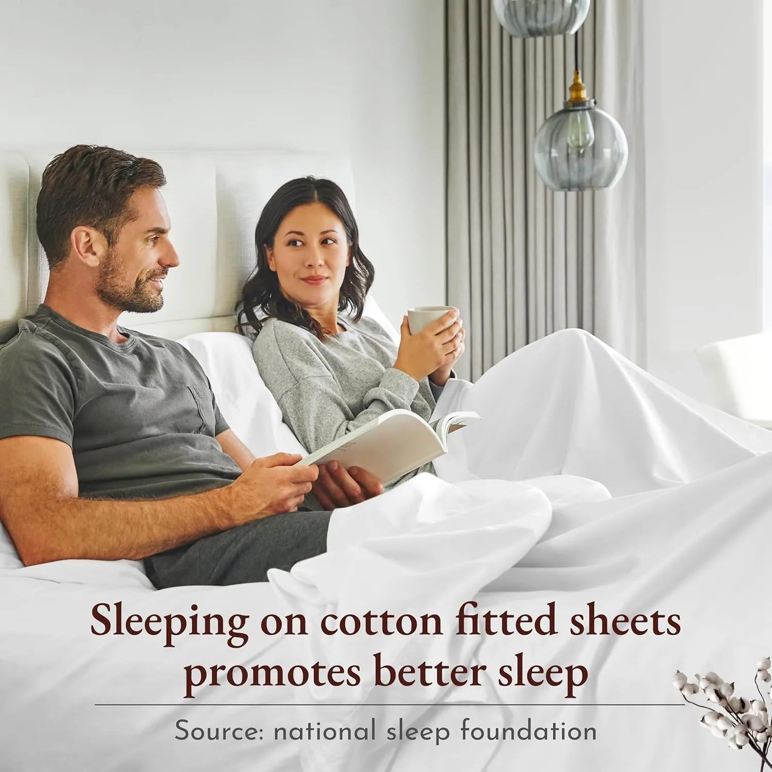 California Design Den 100% Organic Cotton Fitted Sheet Queen Size Only - Percale Queen Deep Pocket Fitted Sheet, Lightweight, Snug-Fit, Crisp, Durable - White