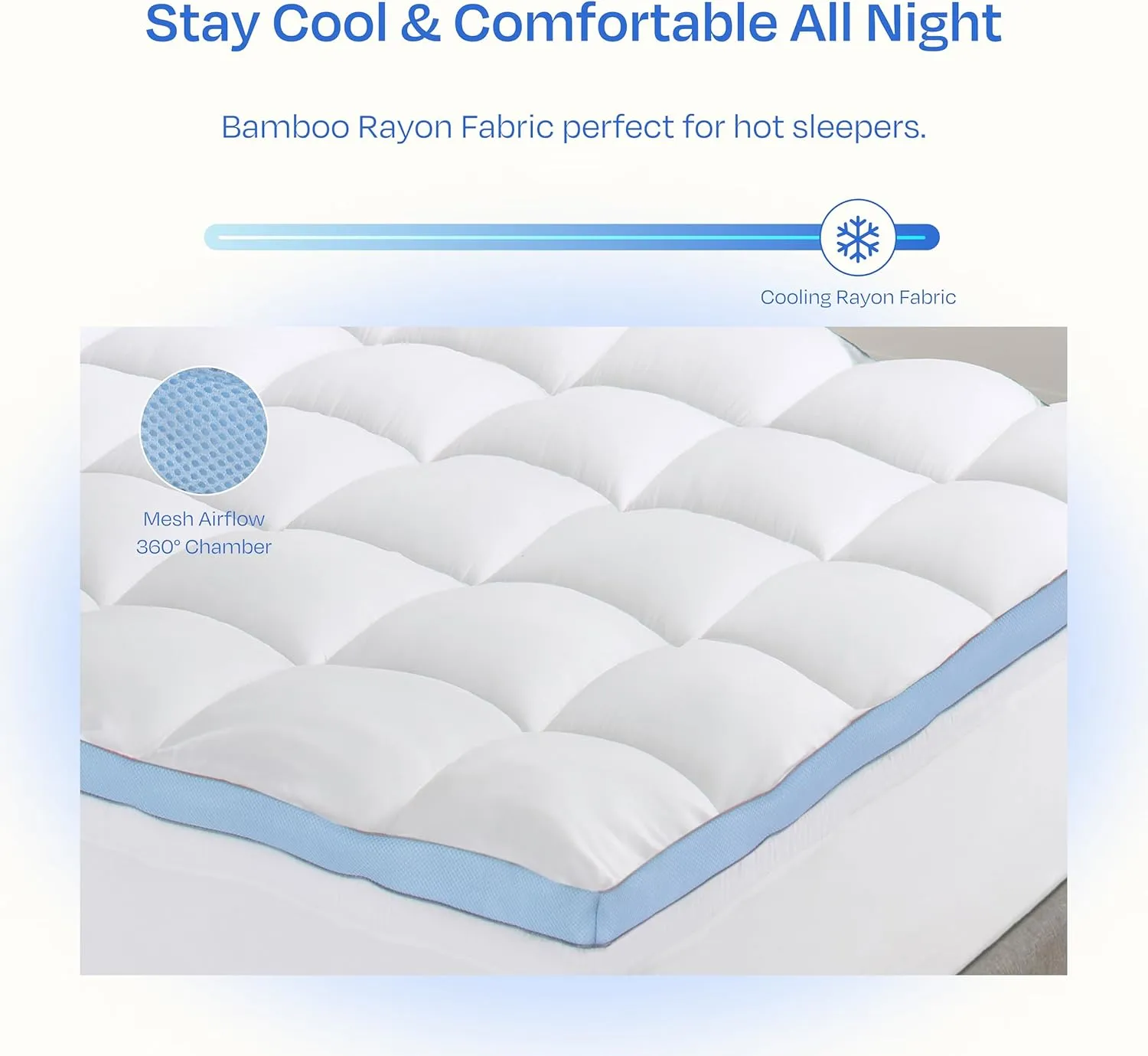 California Design Den Twin XL Mattress Topper, Thick Cooling Pillow Top Mattress Topper Twin XL for Restful Sleep, 900 GSM Fill, Breathable & Gentle on Skin