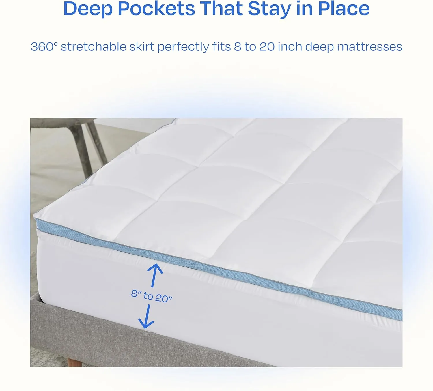 California Design Den Twin XL Mattress Topper, Thick Cooling Pillow Top Mattress Topper Twin XL for Restful Sleep, 900 GSM Fill, Breathable & Gentle on Skin