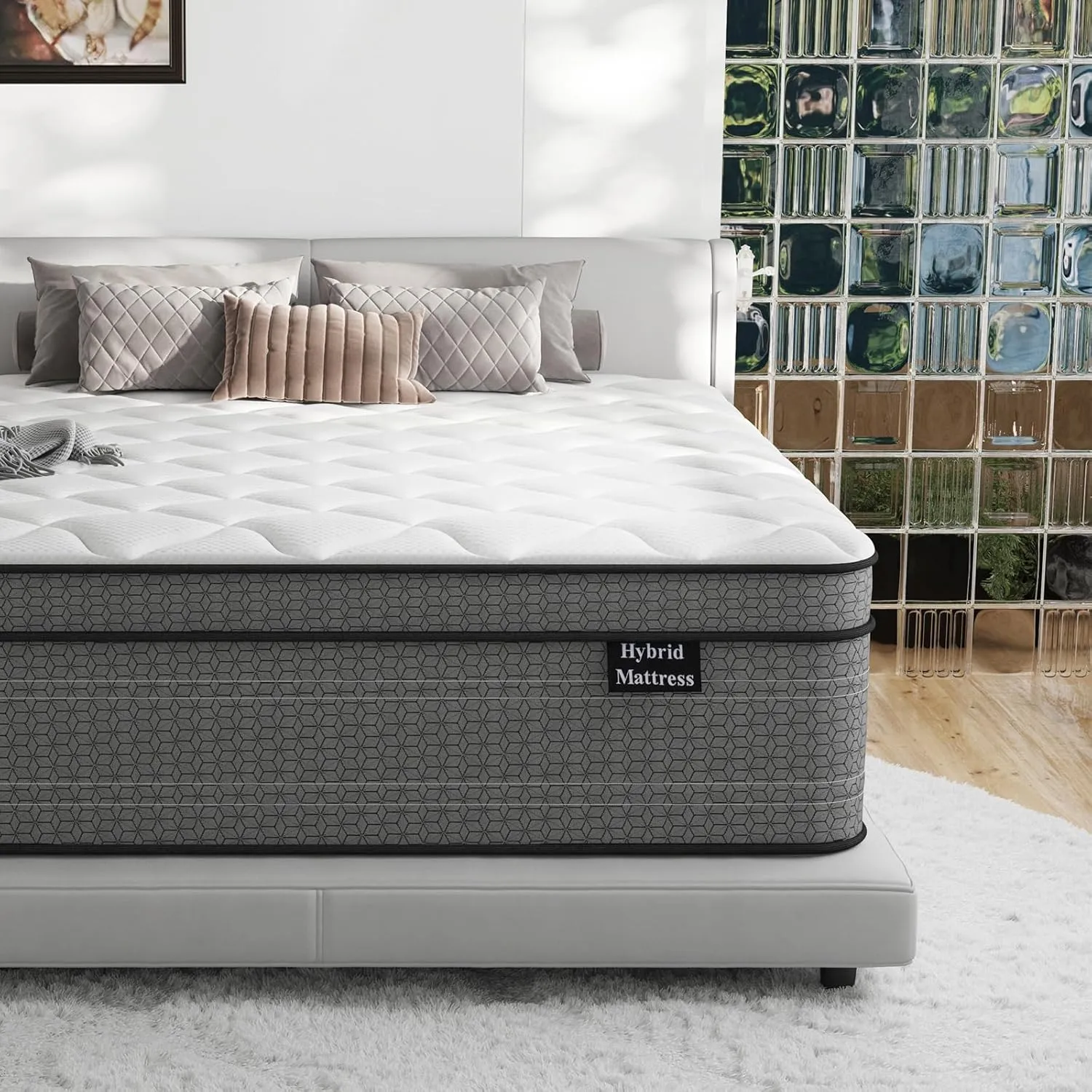 California King Mattress, 12 Inch Hybrid Cal King Bed Mattress in a Box, Medium Firm, Gel Memory Foam and Individual Pocket Spring for Pressure Relief, Edge Support, CertiPUR-US